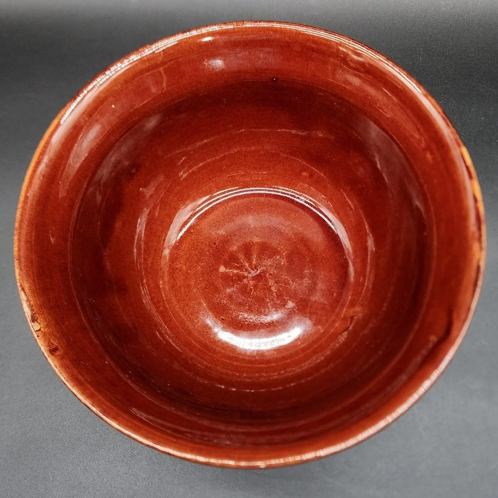 Mar-Crest Brown Stoneware Ribbed Bowl Vintage MCM Kitchen Farmhouse Rustic Decor